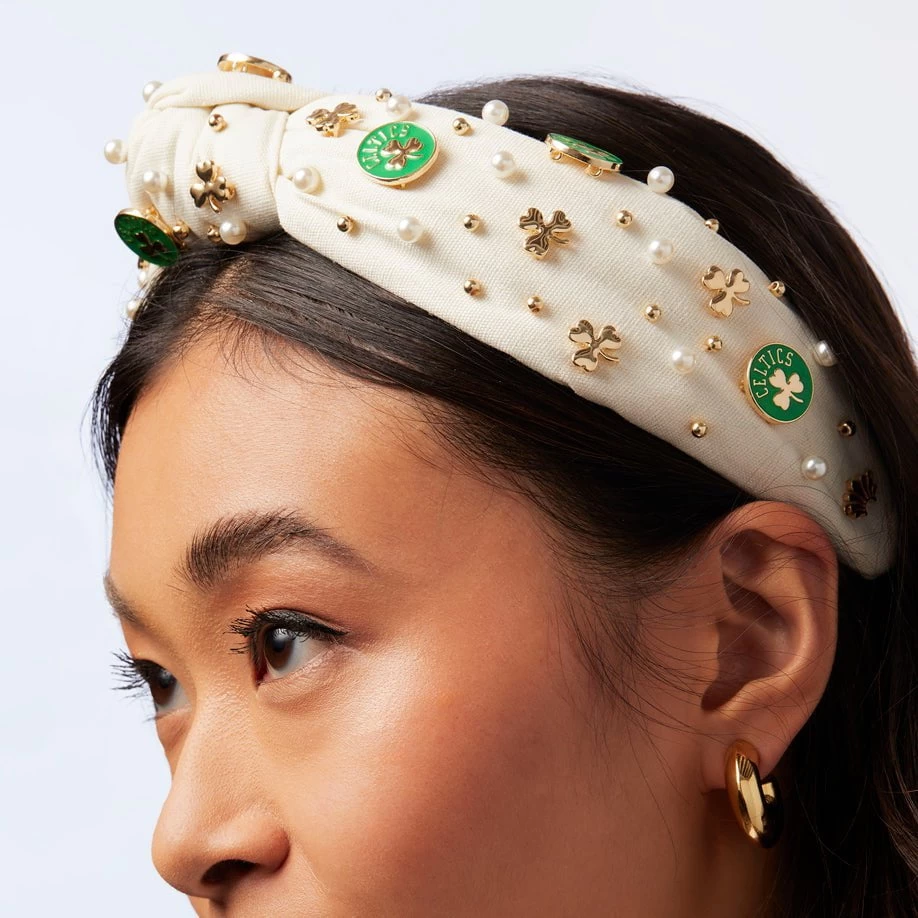 IVORY BOSTON CELTICS EMBELLISHED KNOTTED HEADBAND - Image 4