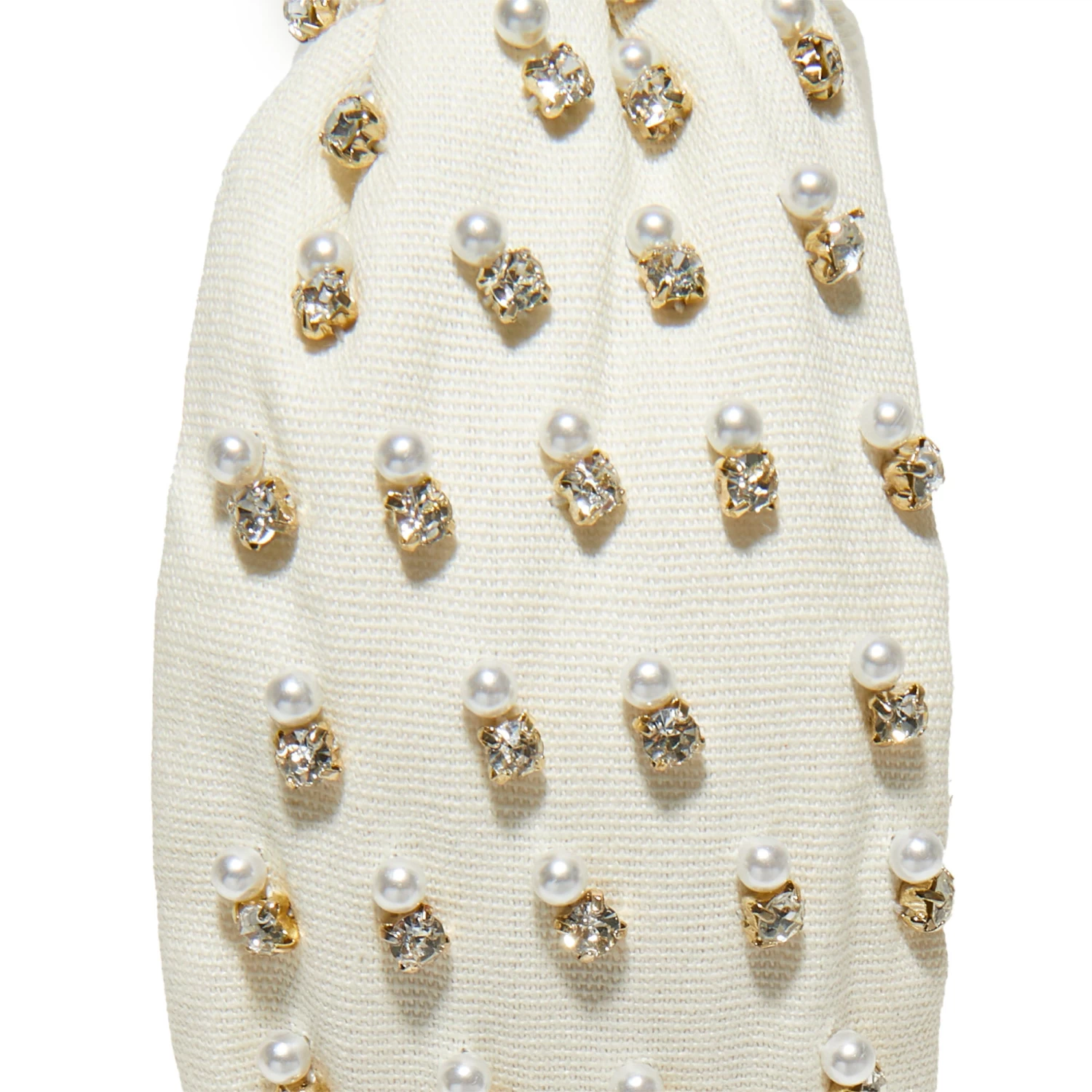 IVORY CRYSTAL EMBELLISHED KNOTTED HEADBAND - Image 3