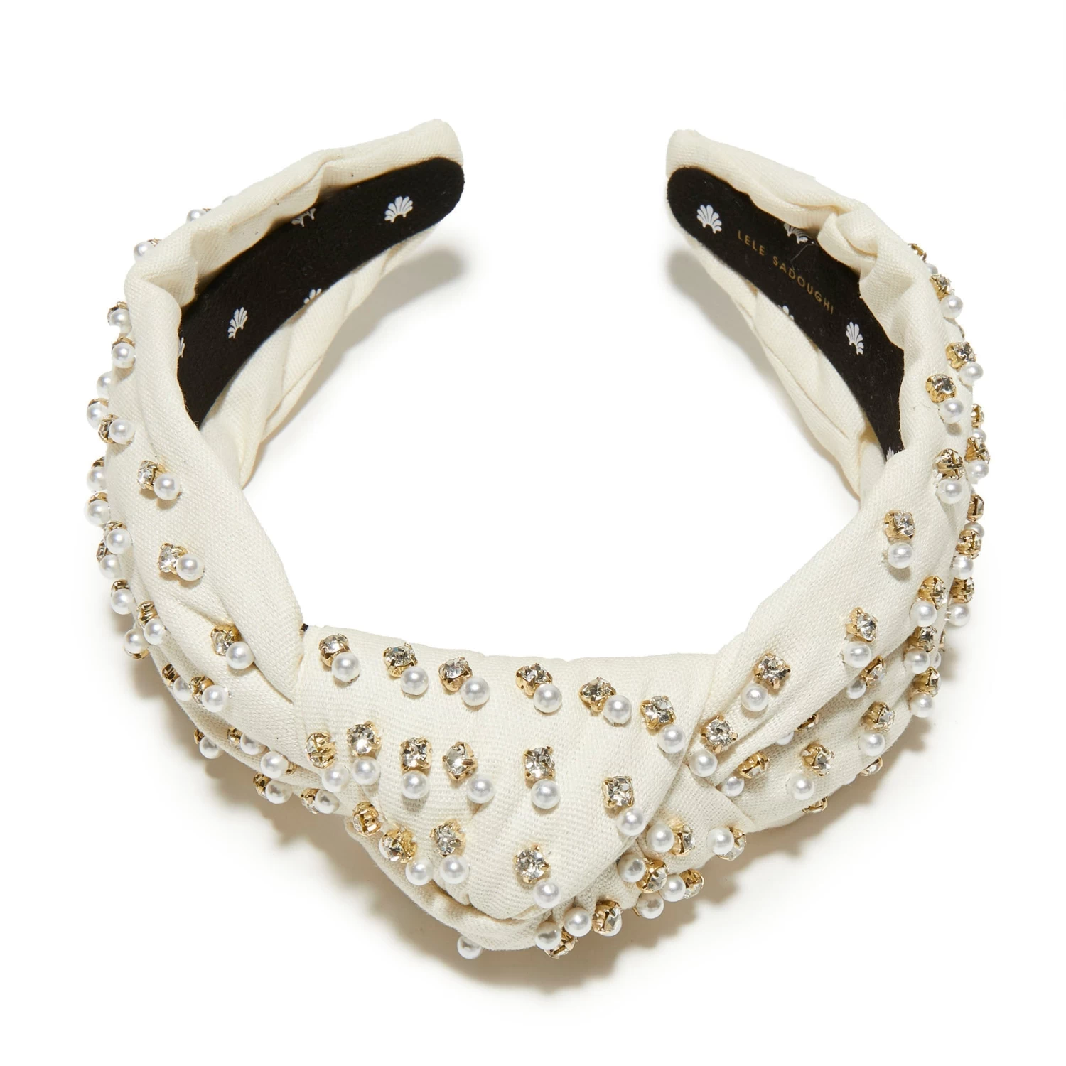 IVORY CRYSTAL EMBELLISHED KNOTTED HEADBAND - Image 5