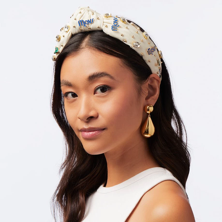 IVORY DALLAS MAVERICKS EMBELLISHED KNOTTED HEADBAND - Image 2