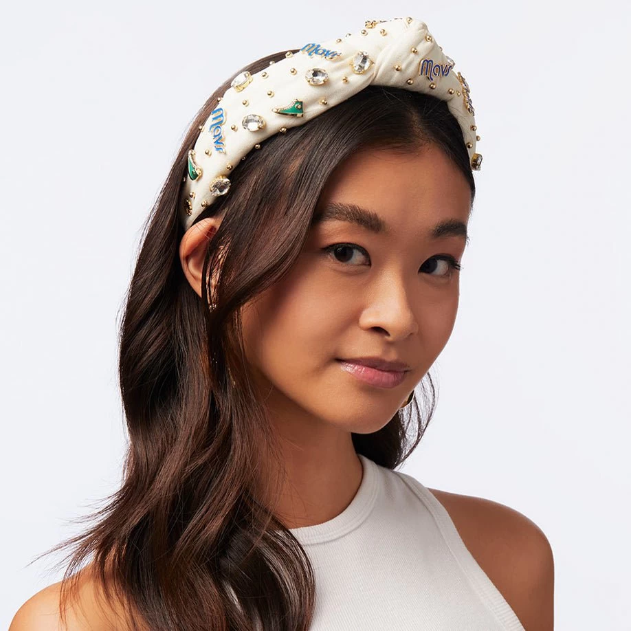 IVORY DALLAS MAVERICKS EMBELLISHED KNOTTED HEADBAND - Image 4