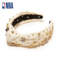 IVORY GOLDEN STATE WARRIORS EMBELLISHED KNOTTED HEADBAND
