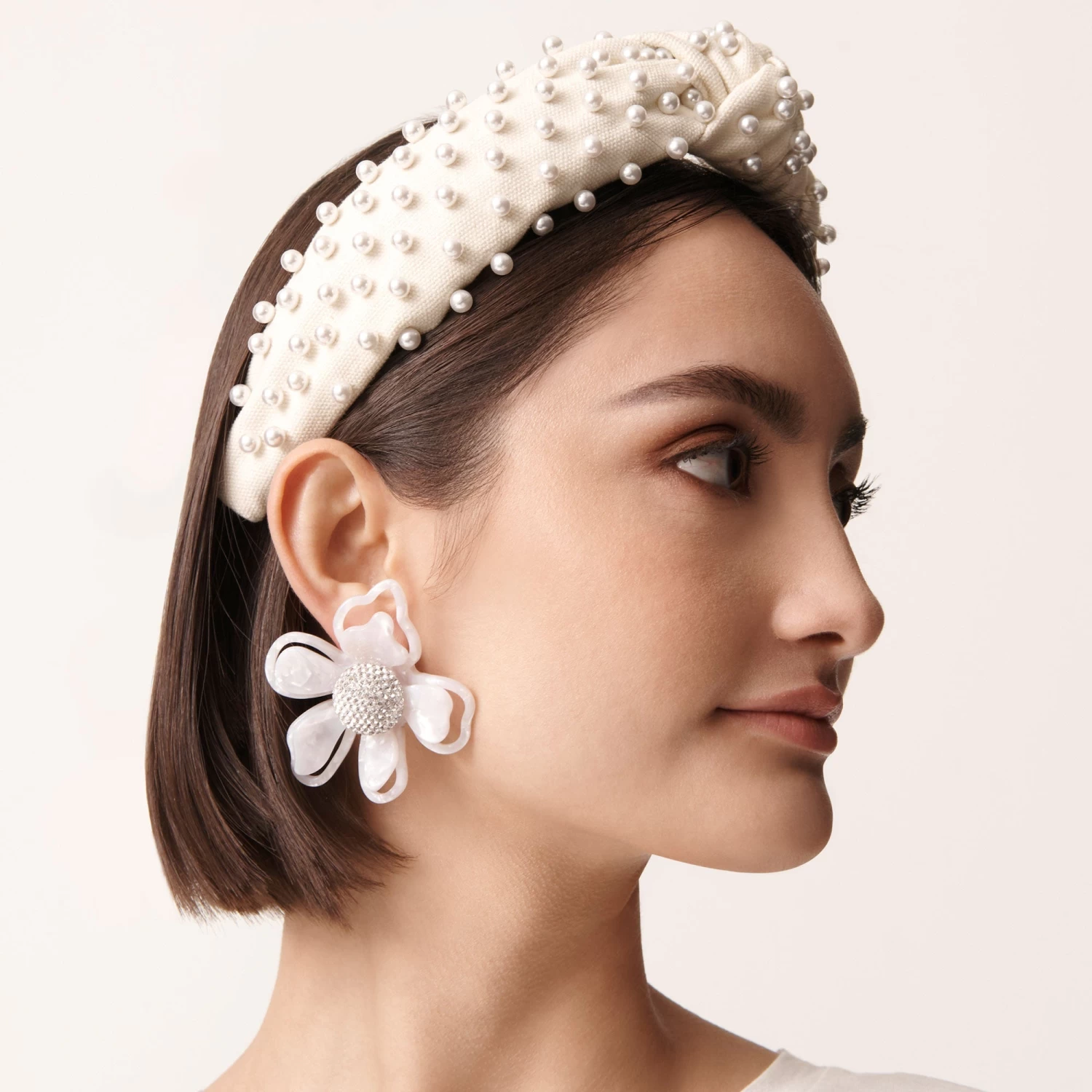 IVORY WOVEN PEARL HEADBAND - Image 3