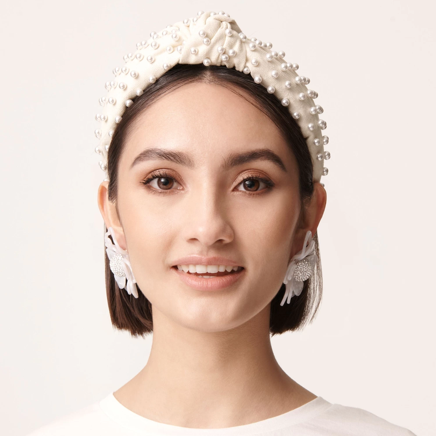 IVORY WOVEN PEARL HEADBAND - Image 2