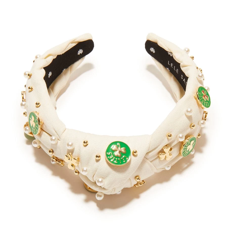 IVORY BOSTON CELTICS EMBELLISHED KNOTTED HEADBAND - Image 5