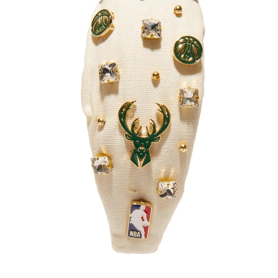 IVORY MILWAUKEE BUCKS EMBELLISHED KNOTTED HEADBAND - Image 3