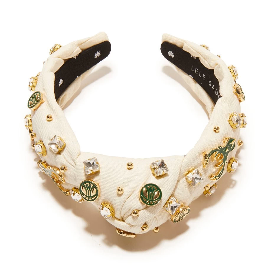 IVORY MILWAUKEE BUCKS EMBELLISHED KNOTTED HEADBAND - Image 5