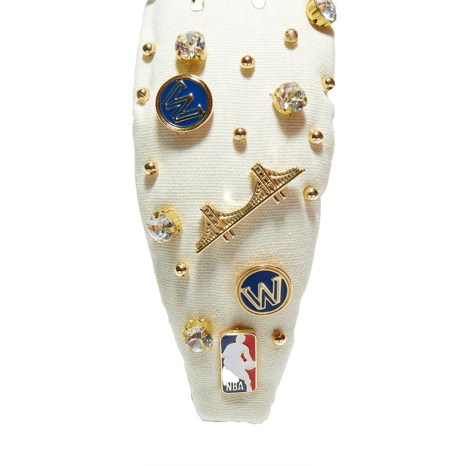 IVORY GOLDEN STATE WARRIORS EMBELLISHED KNOTTED HEADBAND - Image 3