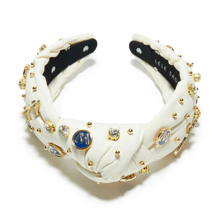 IVORY GOLDEN STATE WARRIORS EMBELLISHED KNOTTED HEADBAND - Image 5
