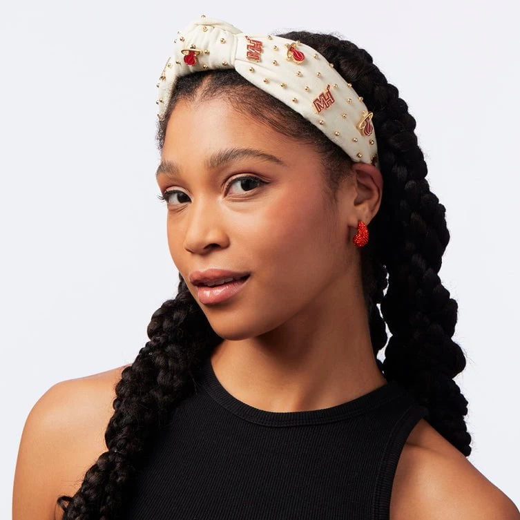 IVORY MIAMI HEAT EMBELLISHED KNOTTED HEADBAND - Image 2