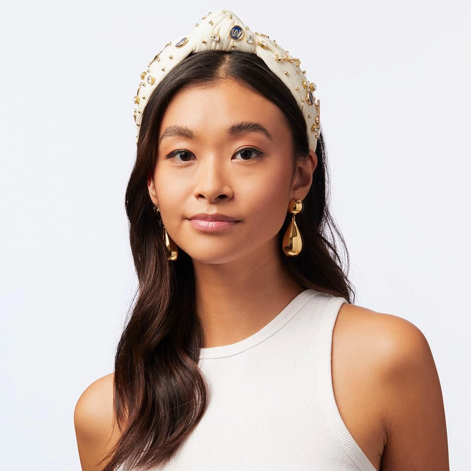 IVORY GOLDEN STATE WARRIORS EMBELLISHED KNOTTED HEADBAND - Image 2