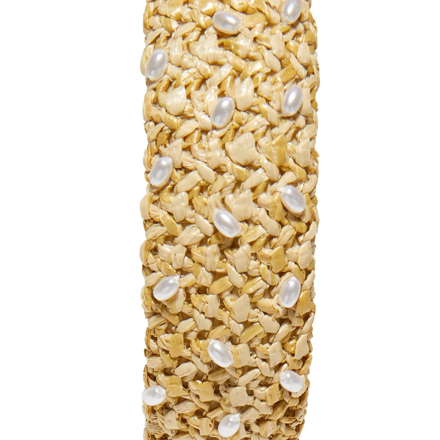 NATURAL PEARL EMBELLISHED RAFFIA SLIM KNOTTED HEADBAND - Image 3