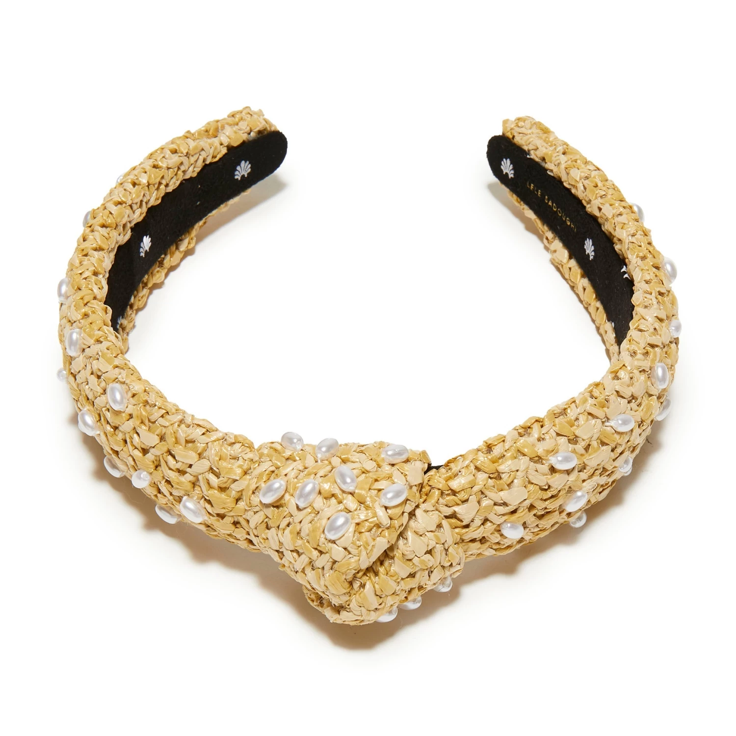 NATURAL PEARL EMBELLISHED RAFFIA SLIM KNOTTED HEADBAND - Image 4