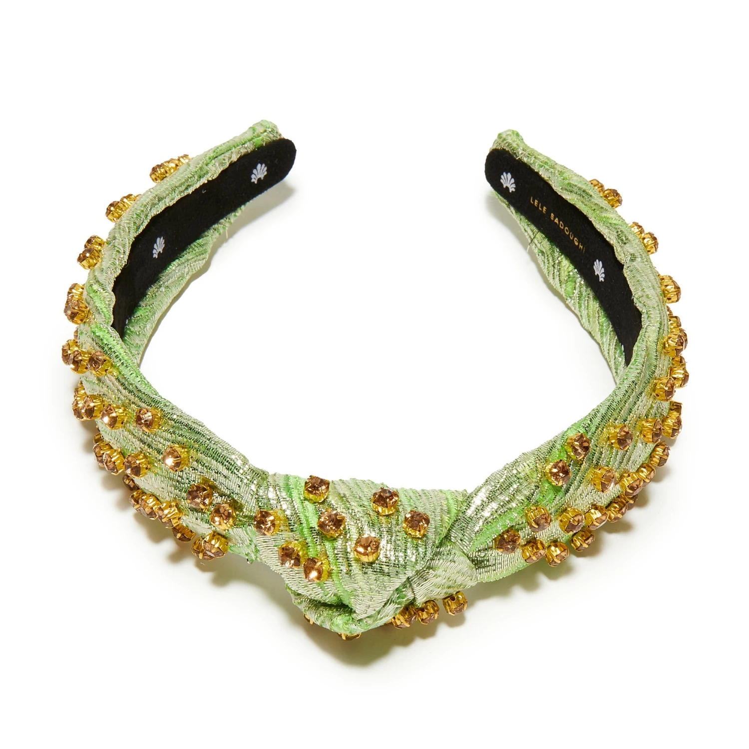 PARAKEET EMBELLISHED BROCADE SLIM KNOTTED HEADBAND - Image 5