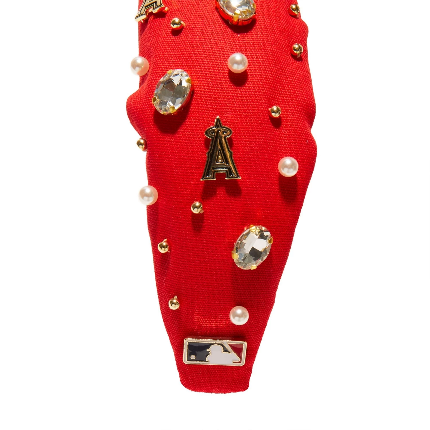 RED LOS ANGELES ANGELS EMBELLISHED KNOTTED HEADBAND - Image 3