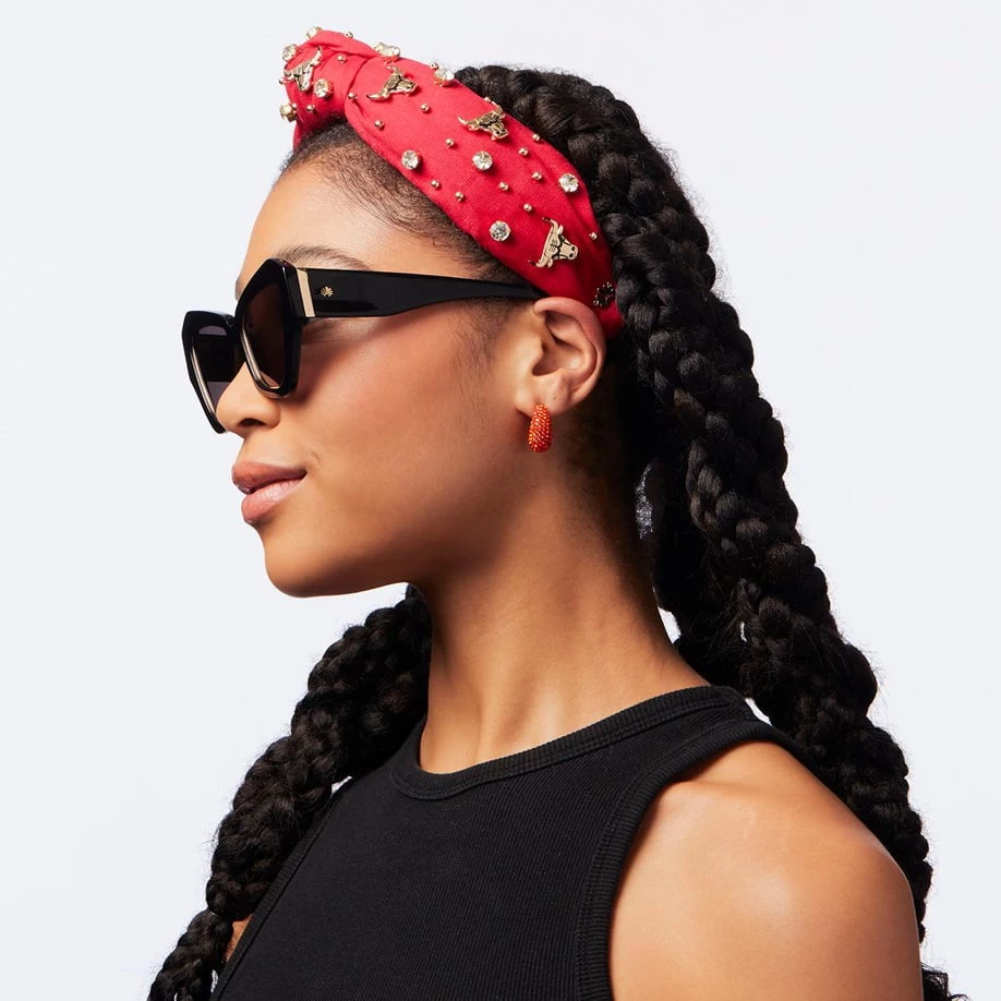 RED CHICAGO BULLS EMBELLISHED KNOTTED HEADBAND - Image 2