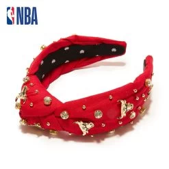 RED CHICAGO BULLS EMBELLISHED KNOTTED HEADBAND