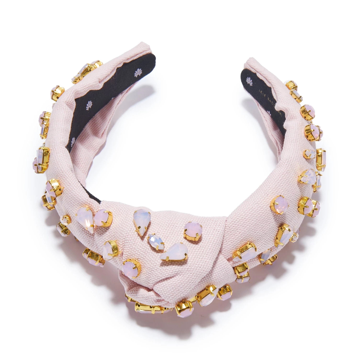 ROSEWATER MIXED CRYSTAL WOVEN KNOTTED HEADBAND - Image 5