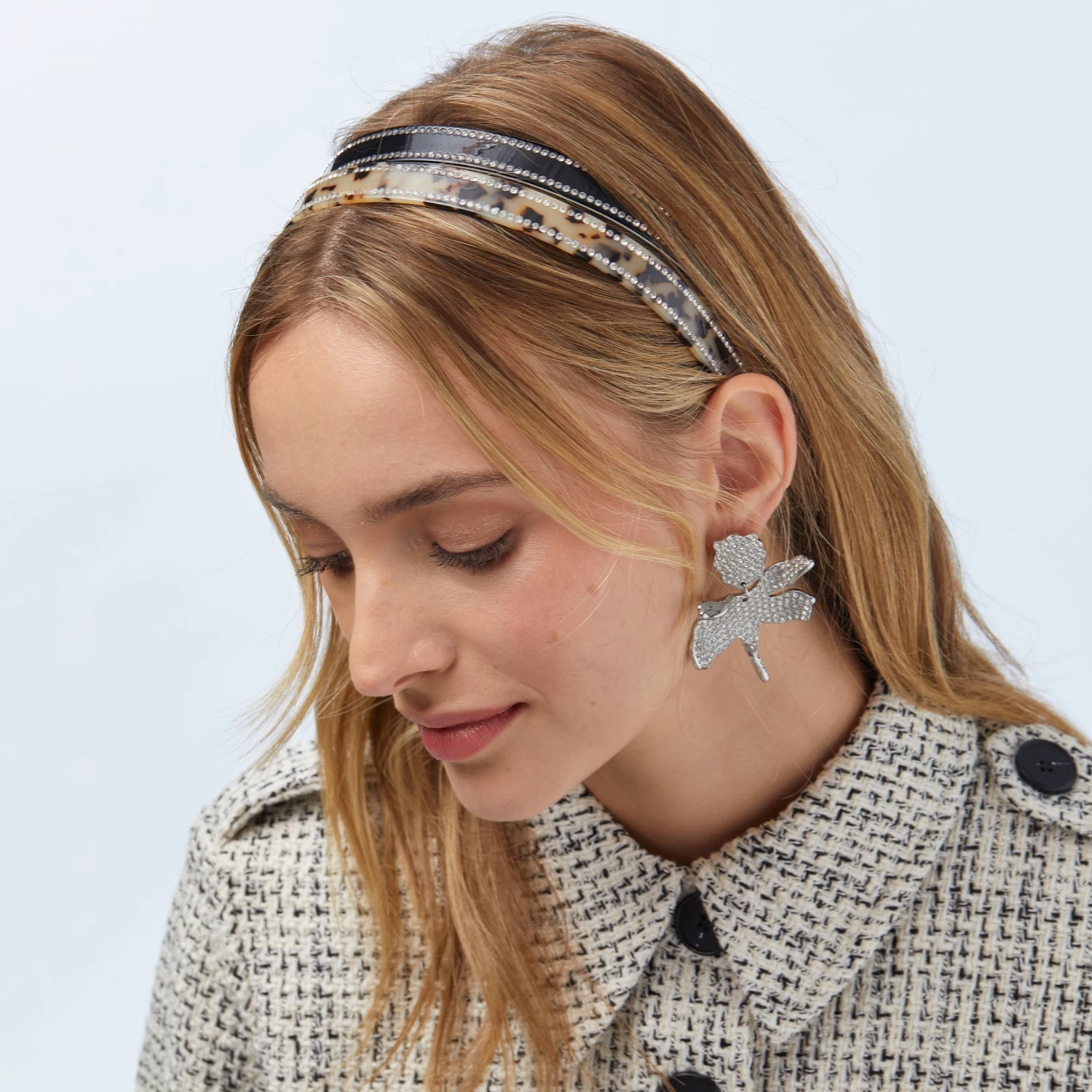 TORTOISE JENNA CRYSTAL ACETATE HEADBAND - Image 2