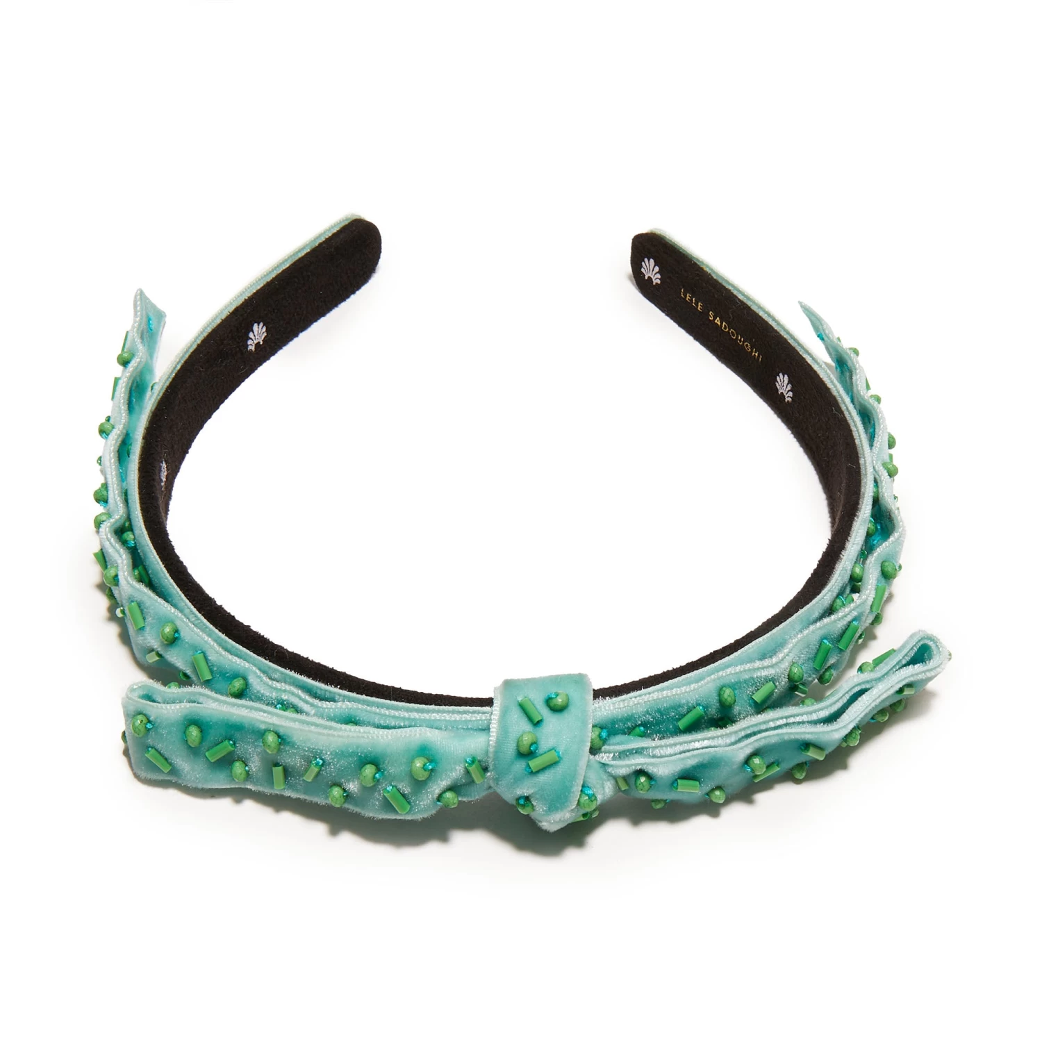 TURQUOISE EMBELLISHED BARDOT SLIM RIBBON HEADBAND - Image 4
