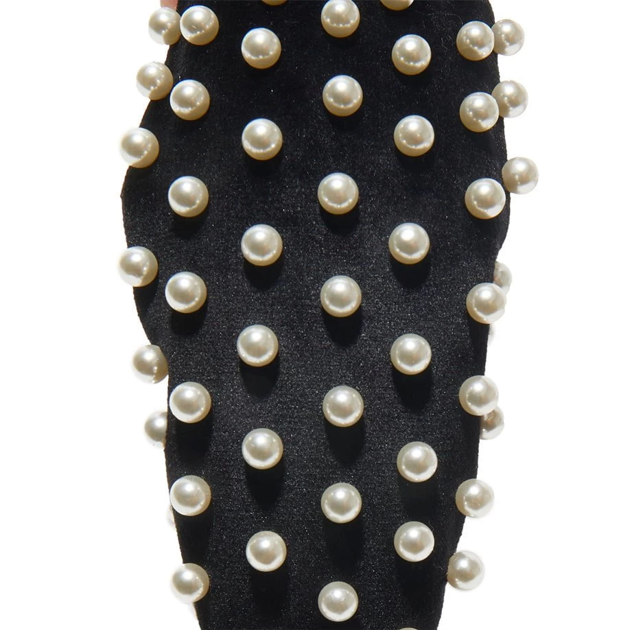 JET PEARL VELVET KNOTTED HEADBAND - Image 3