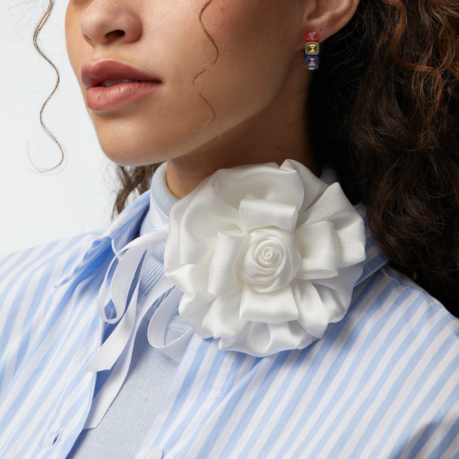 CHALK SILK GARDENIA RIBBON CHOKER - Image 2