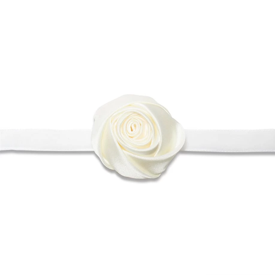 IVORY SILK ROSETTE RIBBON CHOKER - Image 3
