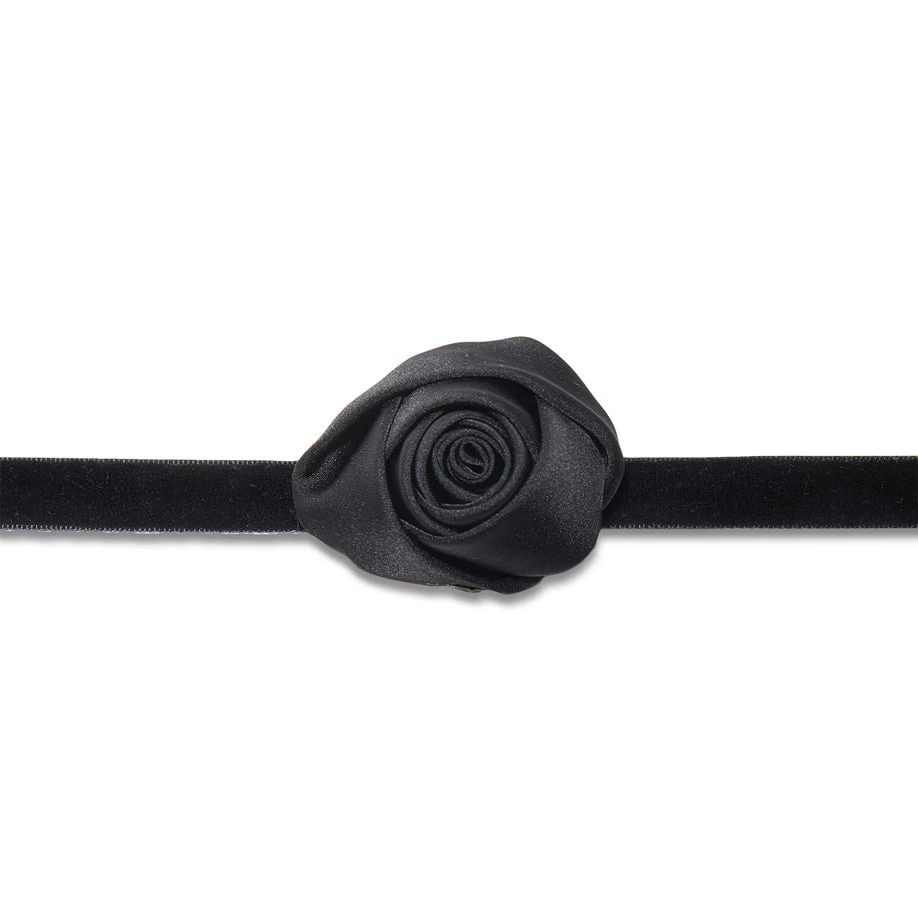 JET SILK ROSETTE RIBBON CHOKER - Image 3