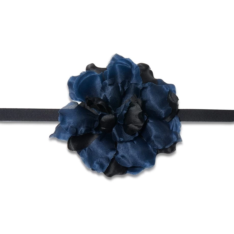 MIDNIGHT SILK MAGNOLIA FLOWER CHOKER/BROOCH - Image 3