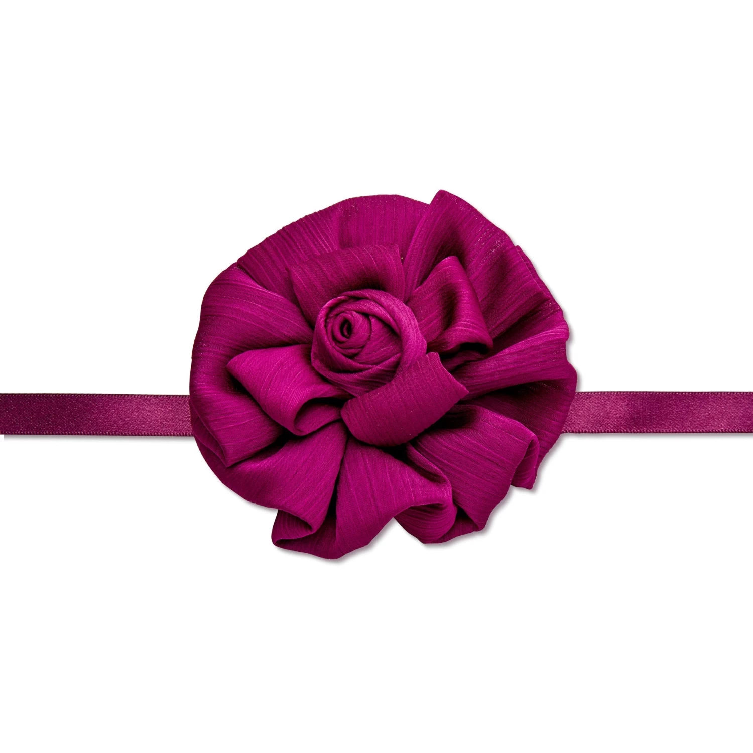 PLUM SILK GARDENIA RIBBON CHOKER - Image 3