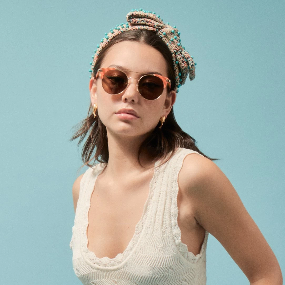 CORAL STRIPE PALMA AVIATOR SUNGLASSES - Image 4